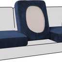 H.VERSAILTEX Stretch Velvet 3 Piece T Cushion Sofa Slipcovers Individually Sofa Cushion Covers for 3 Cushion Couch Seat Cushion Covers for Sofa Seat Cushion Covers Stay in Place, (Sofa, Navy)