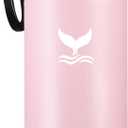 Vmini Water Bottle , Wide Rotating Handle Straw Lid, Wide Mouth Vacuum Insulated Stainless Steel Water Bottle, Gradient Pink+Pink, 12 oz