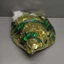 luxfcup 5FT Pop up Christmas Tree Decoration for Indoor, Gold Green Tinsel Pencil Tree with Lights, Mini Sparkling Sequins Pre-lit Christmas Tree Small Artificial Pencil Tree Lighted up Decoration