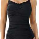 Mannice Tummy Control Swimsuits for Women 2026 One Piece Swimsuit Push Up Bathing Suit Full Coverage Slimming Swimwear (Black, L)