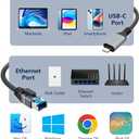 USB C to Ethernet Cable 10 FT, Gigabit Network, Round Type C to RJ45 LAN Cord, Directly Connected, Thunderbolt 3/4 Compatible, for MacBook Pro/Air, iPhone 15, iPad Pro, Galaxy, Smartphone, Laptop, PC