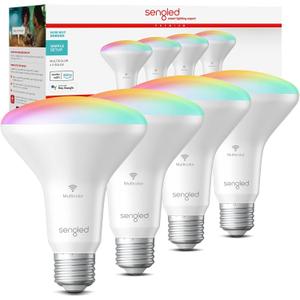 Sengled Smart Bulbs, BR30 Smart WiFi Flood Light Bulb That Work with Alexa Google, E26 Base, CRI>90, 650LM (65W Equivalent), Dimmable Color Light Bulbs, 2.4GHz WiFi Only, No Hub Required, 4 Pack (Full Color (16 Millions))