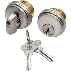 Storefront Double Cylinder Door Lock  Solid Brass Adams Rite Mortise Cylinder with SC Keyway & Keys, Commercial Replacement for Aluminum/Glass Storefront Doors (Silver, Cylinder + Thumbturn)