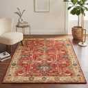 Traditional Handmade Wool Area Rug – Oriental Medallion Floral Pattern, Vintage Classic Bordered – Thick Plush Pile Decorative Carpet for Living Room Bedroom Dining Room (Red Multi, 4' x 6')