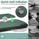 INVOKER 3.15" Self Inflating Camping Sleeping Pad, Ultra-Thick Elasticity Foam Fast Inflating 4-Season Insulated Durable Camping Mat Air Mattress with Pillow, for Tent, Car, Camping, Traveling, Green, Single