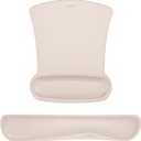 MOSISO Wrist Rest Support for Mouse Pad & Keyboard Set, Ergonomic Mousepad Non-Slip Base Home/Office Pain Relief & Easy Typing Cushion with Neoprene Cloth & Raised Memory Foam, Apricot