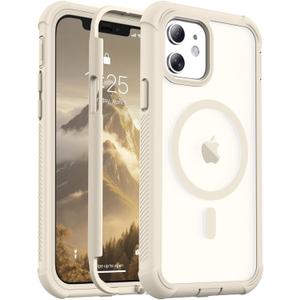 jaroco Magnetic for iPhone 12/12 Pro Case, [Compatible with MagSafe][Military Grade Drop Protection][Heavy Duty Protection][Non-Slip][Shockproof] 2-Layer Durable Bumper Phone Case 6.1''-Antique White