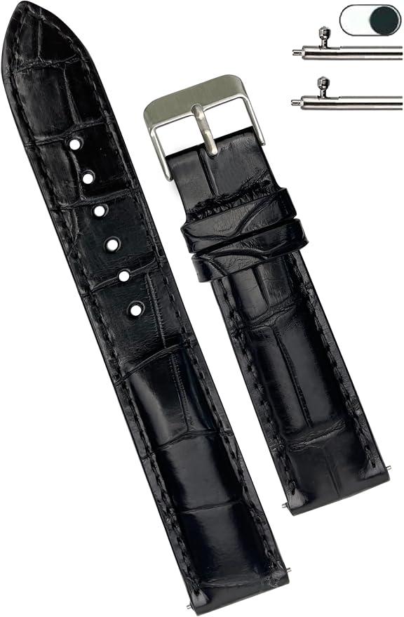 Premium 18mm 19mm 20mm 21mm 22mm Leather Watch Band for Men, Handcrafted Watch Strap, Easy Install Strap Stainless Buckle Present Gift Husband Boyfriend Son Christmas Fathers Day Birthday