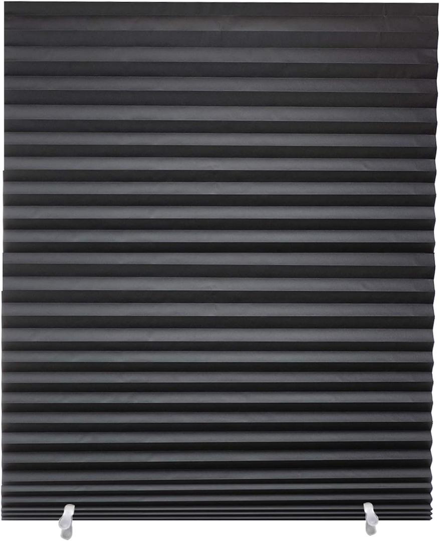 Changshade 6-Pack Pleated Paper Temporary Shades Cordless Light Filtering Cut to Size Temporary Paper Blinds for Indoor Windows of Office, Bedroom, Bathroom, Living Room, 36" W x 72" H, Black, 36" x 72"-6PC