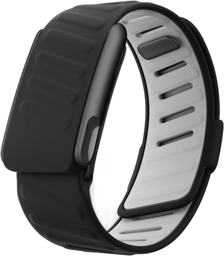 Waterproof Silicone Sport Band Compatible with WHOOP 5.0, One, Peak & Life | Soft-Touch, Sweatproof, Adjustable Replacement Strap for Men & Women  Durable, Comfortable & Easy to Clean (Black Grey/Black Metal)