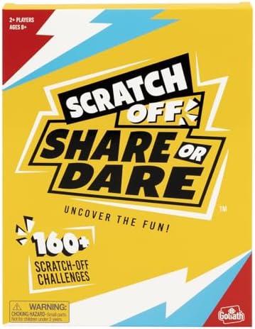 Goliath Scratch Off Share or Dare Game | Uncover The Fun | Complete Silly Challenges and Share Funny Stories | 160+ Challenges | 2+ Players, Ages 8+, Set of 7 Goliath Scratch Off Share or Dare Game | Uncover The Fun | Complete Silly Challenges and Share Funny Stories | 160+ Challenges | 2+ Players, Ages 8+, Set of 7
