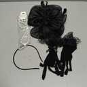 WLLHYF 2 Pcs Women Fascinator Fascinator with Headband and Lace Glove 50s Vintage Style Wedding Feather Veil Hair Clip Black