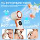 6000mAh Portable Handheld Fan with Ice Cooling, 199 Levels Stepless Speed, 20H Long Battery Life, 20000RPM Turbo Fan Rechargeable Personal Mini Fan for Travel, Outdoor, Makeup (White)