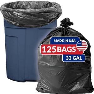 Reli. SuperValue 33 Gallon Trash Bags | 125 Count | Made in USA | Heavy Duty | Black Multi-Use Garbage Bags