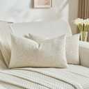 FUTEI Cream Decorative Throw Pillow Covers 12x20 Inch Set of 2,Soft Cozy Chenille Colorful Granular Textured Pillow Case,Modern Home Decor for Couch Bed Living Room