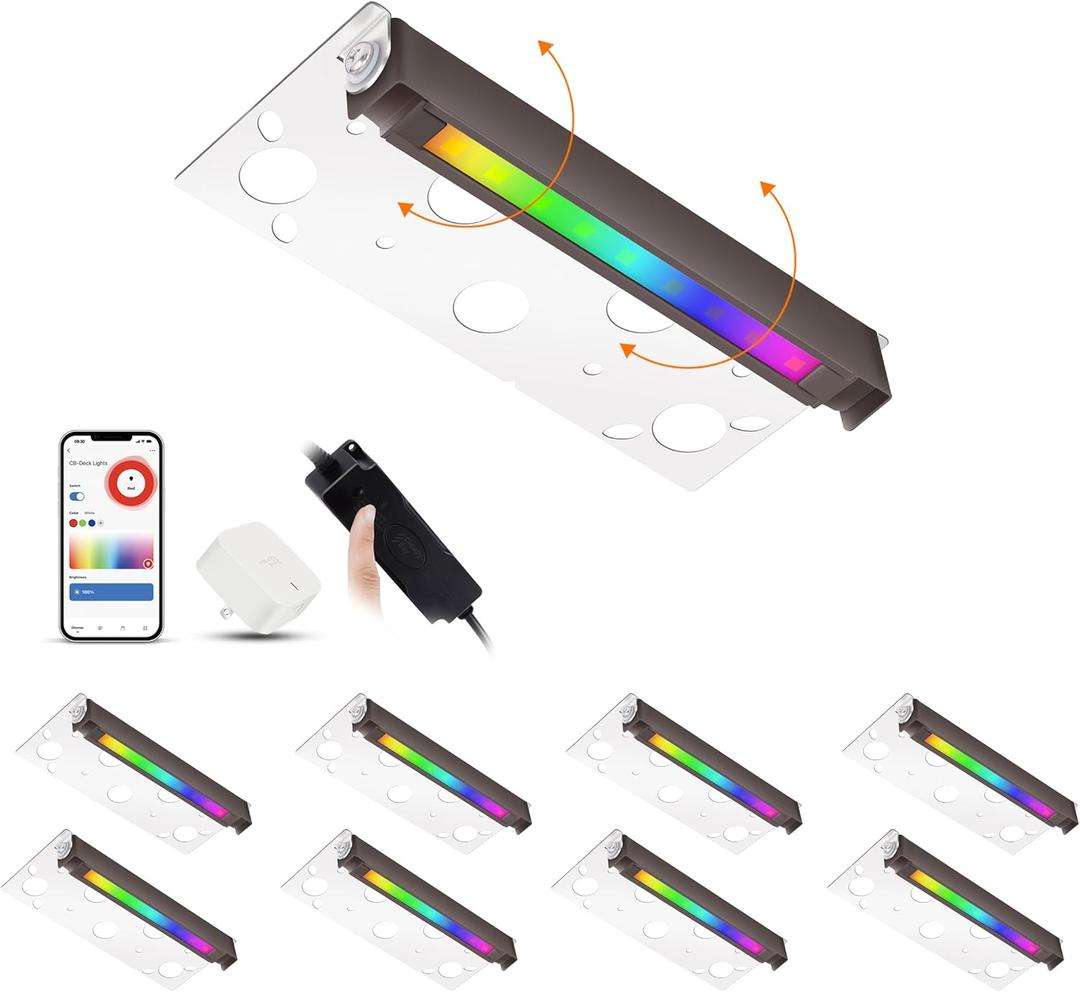 CLOUDY BAY [8 Pack] Low Voltage 7 Inch Smart Hardscape Lighting,3.5W LED Paver Light,2700-6500K,1.5W RGB Color Changing,Compatible with Alexa & Google Assistant,Hub Included,Transformer Excluded