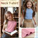 YooAurvox 3 Pack Girls Shirts Summer Cap Sleeve Fashion Mock Turtleneck Tops Kids Loose Fit Casual 2026 Trend Tees 5-14 Y(13-14 Years,Light Pink, Light Blue, White)