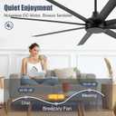72 Inch Ceiling Fan No Light, Modern Ceiling Fan with Remote Control, Quite DC Motor 8 Reversible Blades Indoor Outdoor Industrial Ceiling Fan without Light For Living Room Bedroom Patio Garage-Black