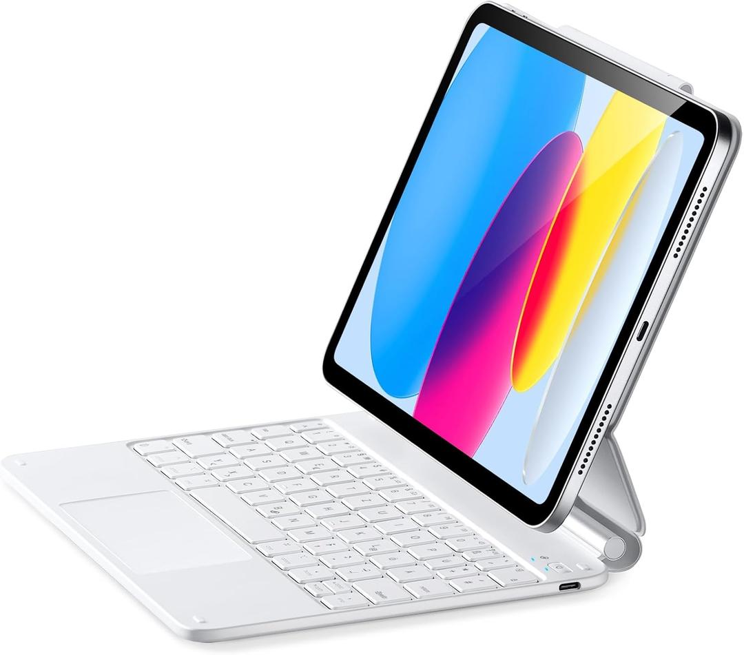 ESR iPad 11th(A16, 2025)/10th Gen Case with Keyboard, Magic Keyboard for iPad 10.9", Case with Floating Cantilever Stand, Springy Backlit Keys, Multi-Touch Trackpad, Rebound Series, White