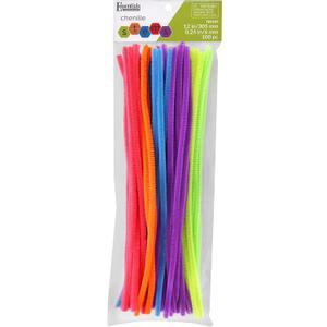 Essentials By Leisure Arts Chenille Stems Neon, 12 Inch 6mm, Bendable Craft Pipe Cleaners for DIY Projects, Dolls, Ornaments, Jewelry, and Decorations, 100 Pack