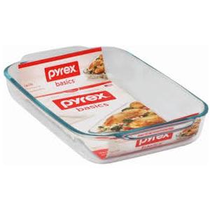 Pyrex Basics 3 Quart Oblong Glass Baking Dish, Clear 9 x 13 inch  - Original Genuine Pyrex - Made in the USA