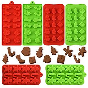 Actvty Christmas Chocolate Molds, Silicone Candy Molds, 6 Packs Santa Clause Snowman Gingerbread Man Shape Xmas Theme Baking Molds for Chocolate, Candy, Gummy, Jello, Wax Melts, Party Decor