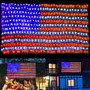 PUHONG (New) American Flag Lights, 420 LED USA Flag Net Lights, Outdoor Waterproof Patriotic Ornaments for Independence Day National Day July 4th Memorial Day Christmas New Year Party Yard Decoration (Plug-in)