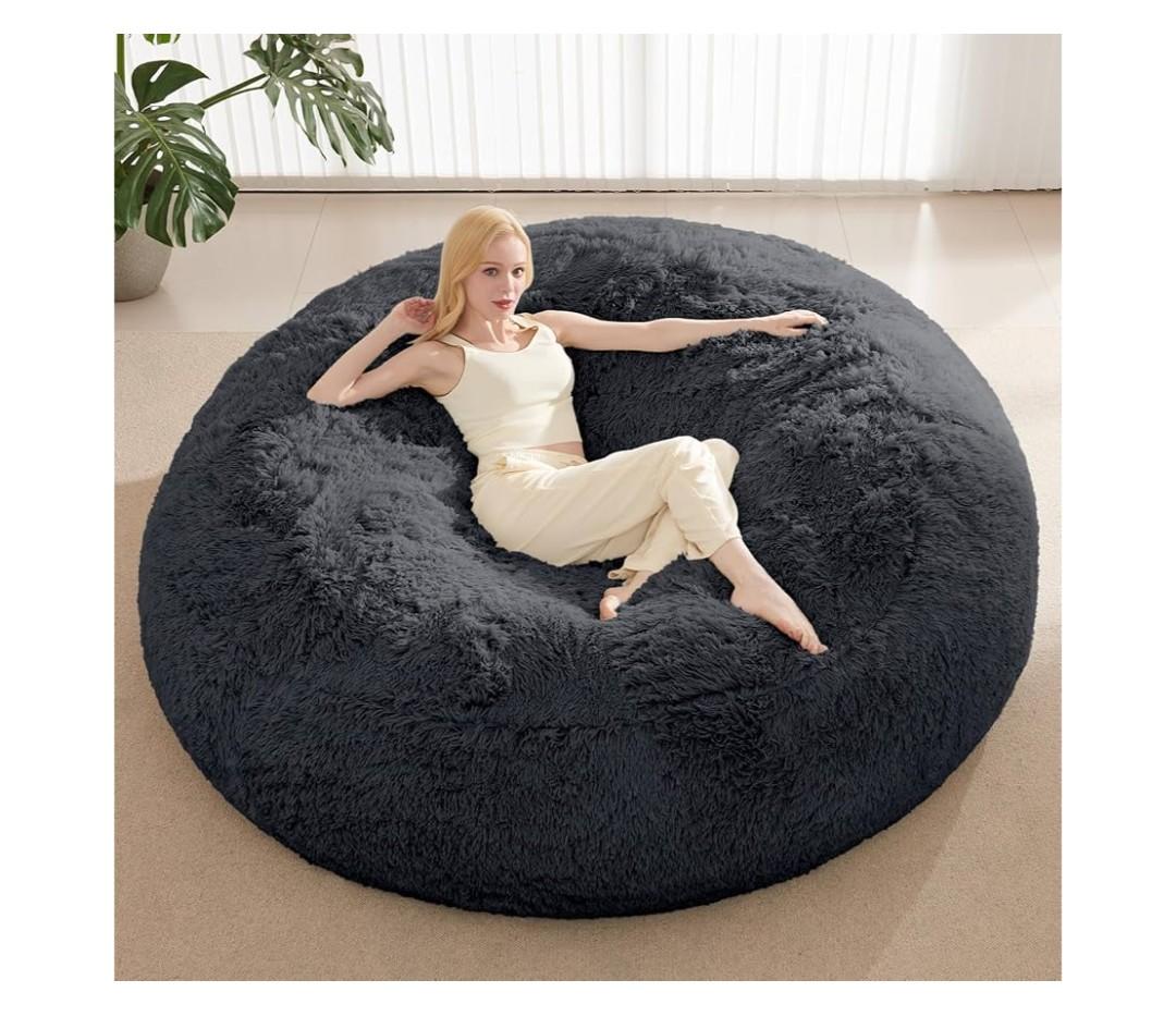 Bean Bag Cover(No Filler), Faux Fur Comfy Bean Bag Chairs for Adults, Washable Bean Bag Chair Cover, Fluffy Plush Giant Bean Bags Chairs for Teens Kids Girls, Anti-Slip, 5FT, Dark Grey Bean Bag Cover(No Filler), Faux Fur Comfy Bean Bag Chairs for Adults, Washable Bean Bag Chair Cover, Fluffy Plush Giant Bean Bags Chairs for Teens Kids Girls, Anti-Slip, 5FT, Dark Grey