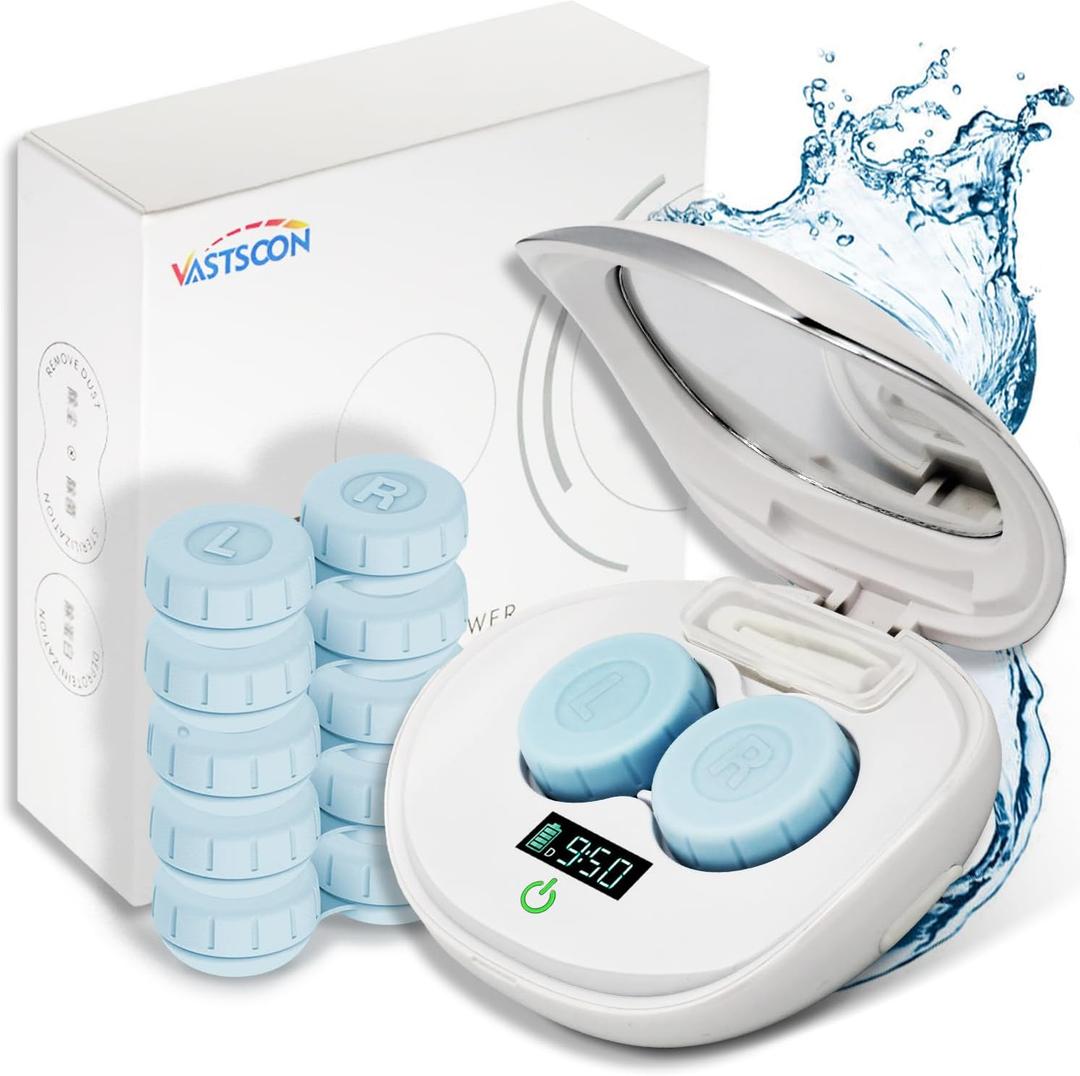2.0 Ultrasonic Contact Lens Cleaner with USB-C Charger and Solution Soak Case Kit for Colored, Soft, RGP and OK Lenses