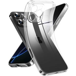 Supdeal Crystal Clear Case for iPhone 16 Pro, [Not Yellowing] [Camera Protection] [Military Grade Drop Tested] Transparent Shockproof Protective Phone Case Soft Silicone Slim Cover, 6.3", Transparente