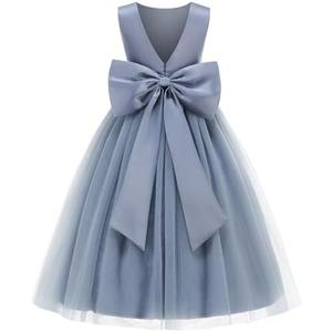 Galluria Flower Girl Dress Girls Dresses Wedding Satin V-Back Pearls for Pageant Prom Ball Gowns Party 130