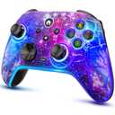 Wireless Switch Pro Controller - Compatible with Nitendo Switch/OLED/Lite, 1200mAh Rechargeable Switch Controllers with 8 Colors LED & Cool Nebula Design, Wake Up, Turbo, Vibration, Motion Control (Starry Blue)