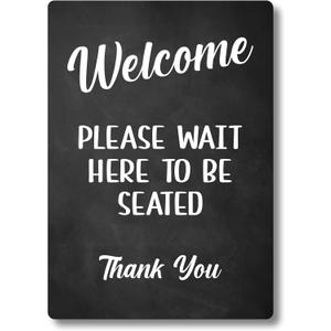 Please Wait Here To Be Seated Sign - Ideal For Cafes, Restaurants Or Pubs (Blackboard Effect Adhesive)
