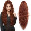 30 Inch Ponytail Extension, Layered Ponytail Extensions for Women, Soft Wavy Claw Clip in Ponytail Extension, Natural Synthetic Hair Pieces for Women (Color: Copper Red)