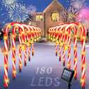 Solar Christmas Decorations Outdoor, 12 Pack Solar Candy Cane Christmas Lights 8 Lighting Modes 180 Bright LED, Waterproof Outside Xmas DIY Decorations for Pathway Yard Garden