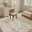 Soalmost 5x8 Area Rugs Brown Low Pile Indoor Washable Trendy Faded Style Rugs for Bedroom Living Room Dining Room Foldable Non-Slip Thin Print Home Office Mat