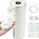 Automatic Foaming Soap Dispenser Touchless Upgrade Pump Uneasy Plugging Wall Mounted USB Rechargeable, 4-Level Adjustable 13.52oz Modern Electric Hand Soap Dispenser Kitchen Bathroom Kids Family White