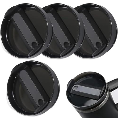 4 Pack Tumbler Lid Replacement for 40 oz Stanley Cup, Spill Proof Clear Replacement Lids Fit for Stanley Travel Tumbler, Reusable Accessories Cover Black