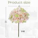Hollyone Pink Green Silk Hydrangea Artificial Flowers Heads 7.4inch Large Fake Hydrangea 4Pcs Full Faux Flowers with Stems for Wedding Party Table Centerpieces Flower Arrangement Home Decor