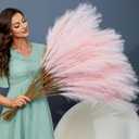FOTEEWL 8 PCS Faux Pampas Grass Decor 38"/3.1FT Tall Fake Pompas Floral Large Artificial Pompous Grass Branches Plants for Floor Vase Filler Home Boho Decoration (Pink)