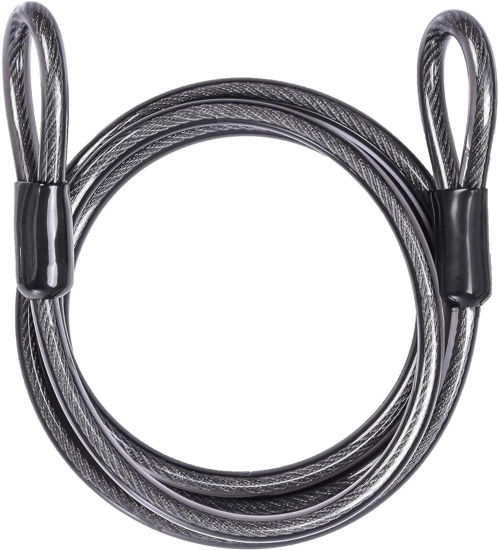 DELSWIN Security Steel Cable with Loops - 12mm (1/2 inch) Thick 4FT Heavy Duty Bike Lock Cable Vinyl Coated Braided Cables for U-Lock and Padlock