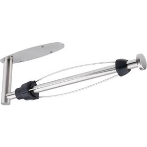 Single Hand Operable Paper Towel Holder Under Cabinet with Damping Effect, Self Adhesive Paper Towel Roll Holder Wall Mounted for Kitchen Bathroom, SUS304 Stainless Steel Brushed Nickel (1 pcs)