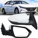 Passenger Side Mirror Compatible with 2021-2025 Hyundai Elantra w/Blind Spot Detection Heated Manual Folding Power Glass Turn Signal Rear View Mirror Replace 87620AA170 White 8 Pins USA Built