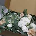 Ling's Moment 2pcs Wedding Flowers Garland Artificial Floral Swag Arch Decorations Rose Greenery Arrangements White & Sage Ceremony Reception Garden Easel Wall Entryway Outdoor board(NOT Include Sign)