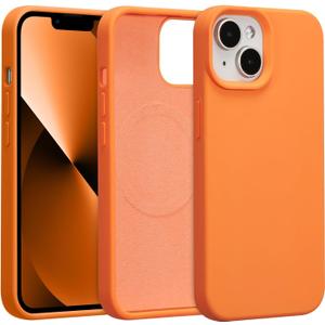 Magnetic for iPhone 15 Case 6.1", Premium Liquid Silicone Case,[Compatible with Magsafe][Soft Anti-Scratch Microfiber Lining],Slim Thin Shockproof Phone Cover-Orange