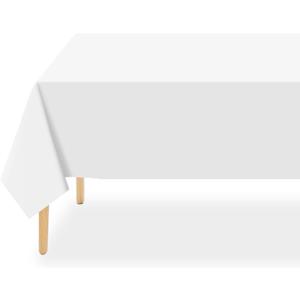 QIKSION White Plastic Table Cloth Disposable 2 Pack, 54 x 108 Inch Tablecloths for Party, Picnic, Birthday, Rectangle Table Cover
