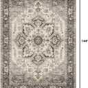 Area Rug for Living Room - 9x12 Soft Machine Washable Oriental Vintage Floral Distressed Large Indoor Floor Carpet for Bedroom Under Dining Table Home Office Decor - Grey Brown