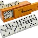 Queensell Dominos Set for Adults Dominoes - Classic Board Games, Double 6 Dominoes Family Games for Kids and Adults - Double Six Standard Dominos Set 28 Tiles with Wood Case, Juegos de Mesa