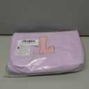 Makeup Bag Cosmetic Bag for Girls with Initial Letter Patch 3 Pieces Corduroy Travel Toiletry Make Up Brush Bag Pounch Organizer Preppy Things Cute Stuff Gifts for Teen Girls (Lavender L)