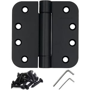Automatic Self-Closing Door Hinges Stainless Steel 4" x 4" (Inch) 5/8" Radius,Black Spring Hinge Heavy Duty Hinges Interior Home Fire Exterior Pantry Basement Front Door Hinges, UL Listed 3 Pack